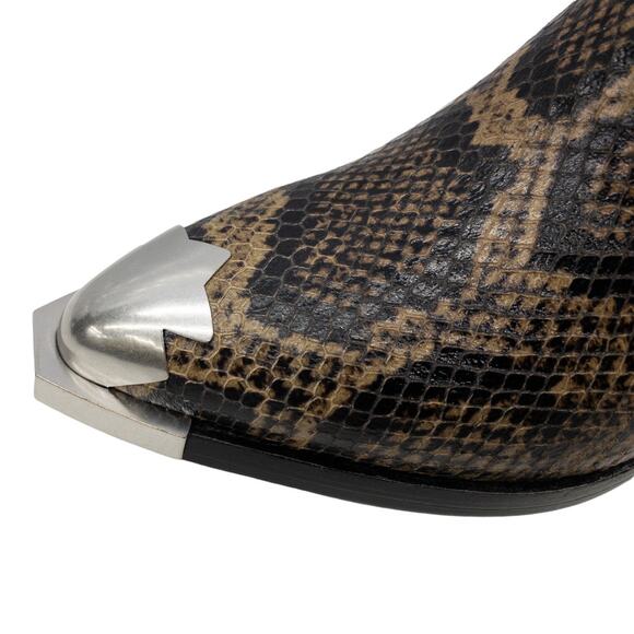 ASH  Python Leather Floyd Metal Cap Toe Chelsea Ankle Boots Black Brown  36 US 5 - Picture 8 of 13